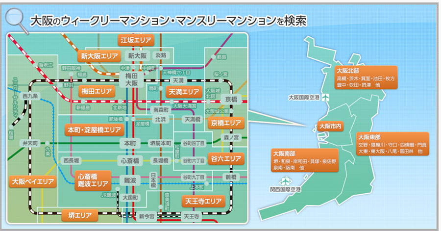 大阪のエリアマップ